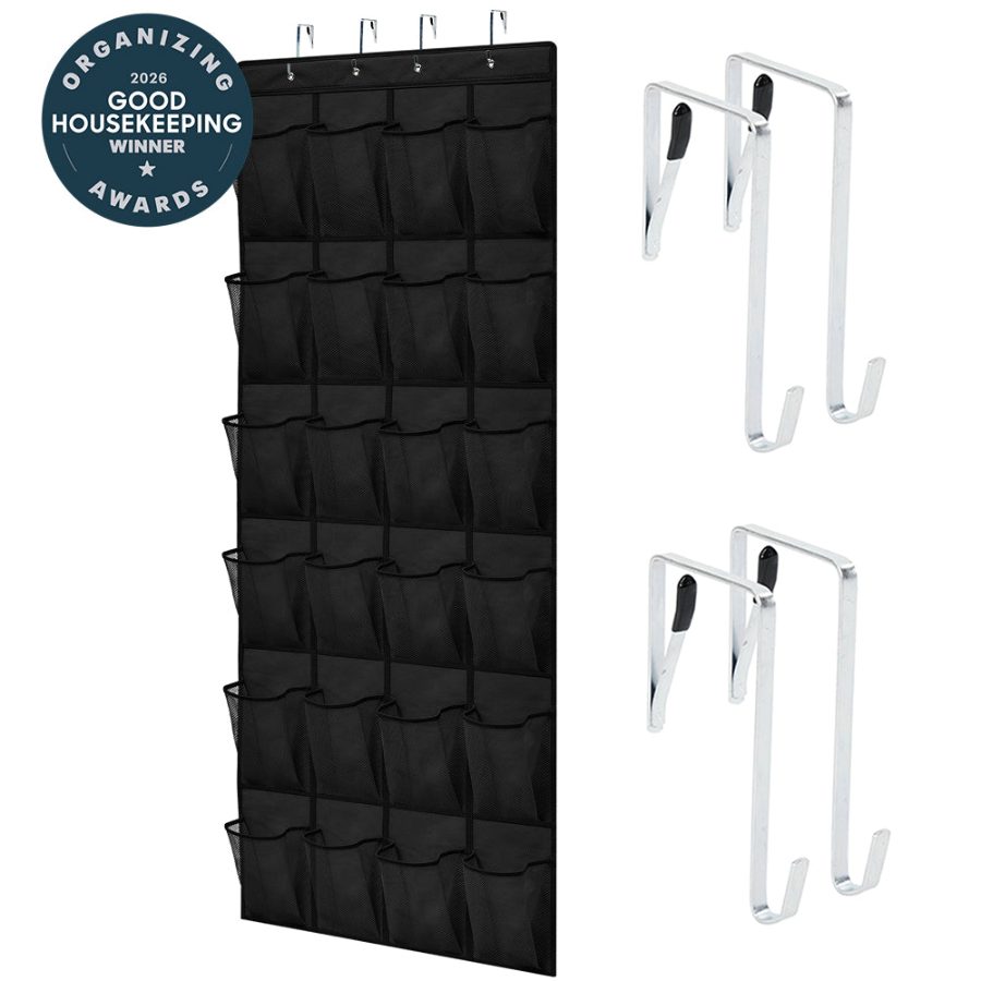 Over-the-door organizer with mesh pockets