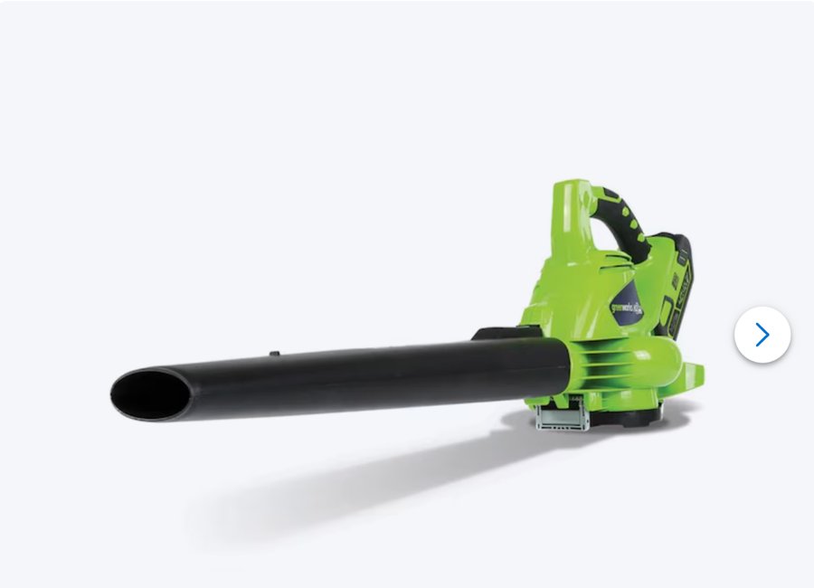 Green and black Greenworks 40V cordless leaf blower vacuum with collection bag