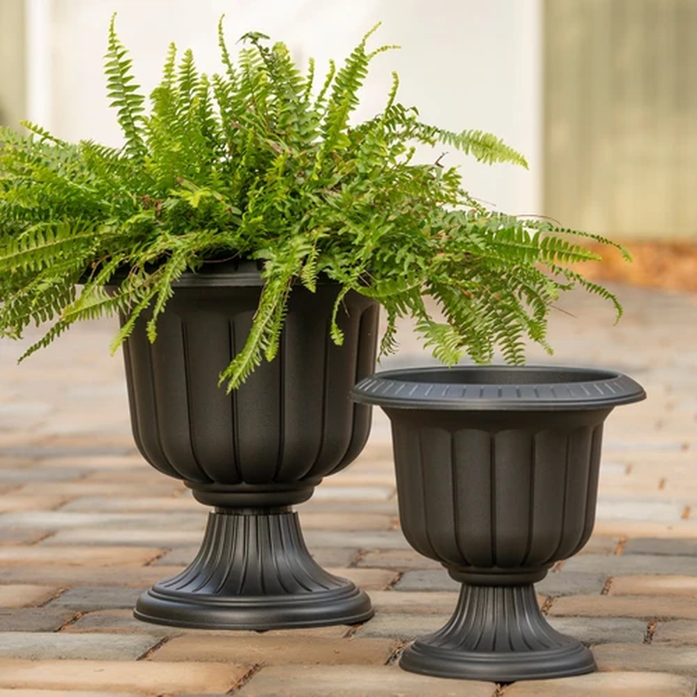 Root and Vessel tall black classic urn planter with clean minimalist silhouette