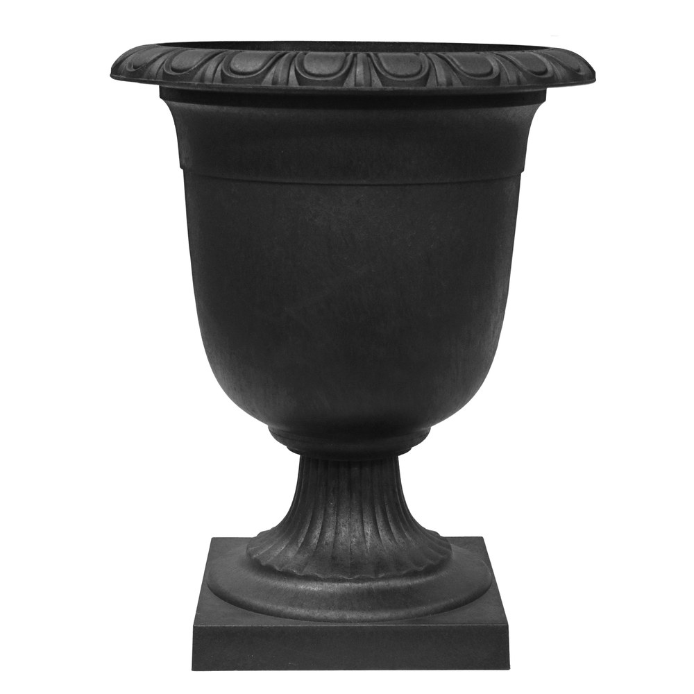 Tierra Verde Cadence black self-watering urn planter with modern tapered shape